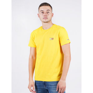 Tommy Jeans pánské žluté tričko CHEST LOGO - S (ZFS)